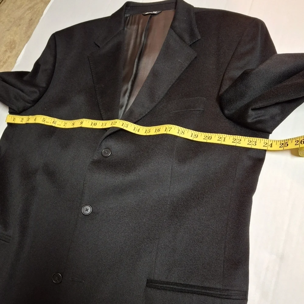 Hathaway Platinum Cashmere Black Suit Blazer Sportcoat Italy   Men Size 44L